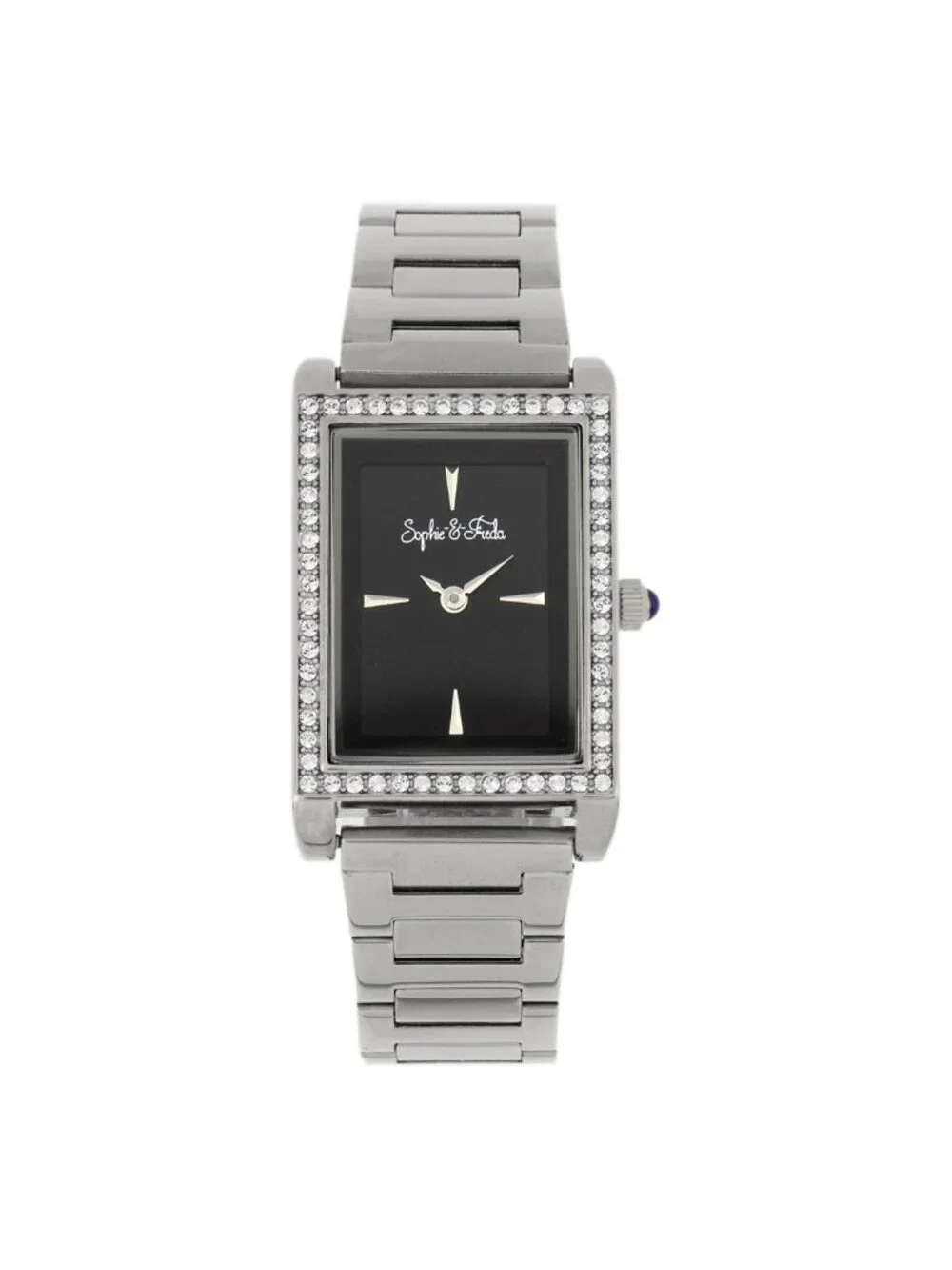 NWT Sophie And Freda Wilmington Quartz Crystal Black Dial Ladies Watch